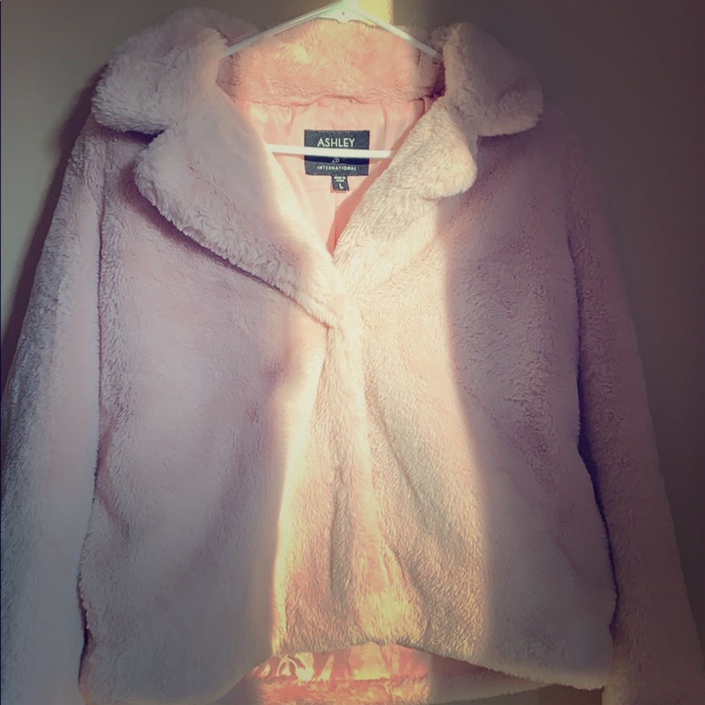 Pink fur coat
